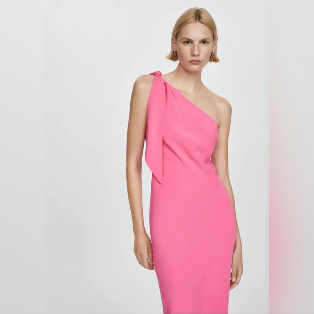 MANGO Lazaro One-Shoulder Gown in pink size 2
